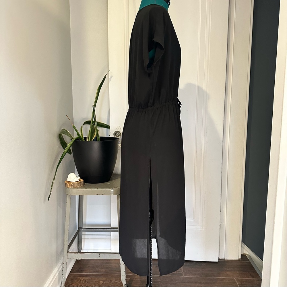 J.Jill Black Sheer Kimono Cover-Up with Drawstring Waist - Picture 3 of 9